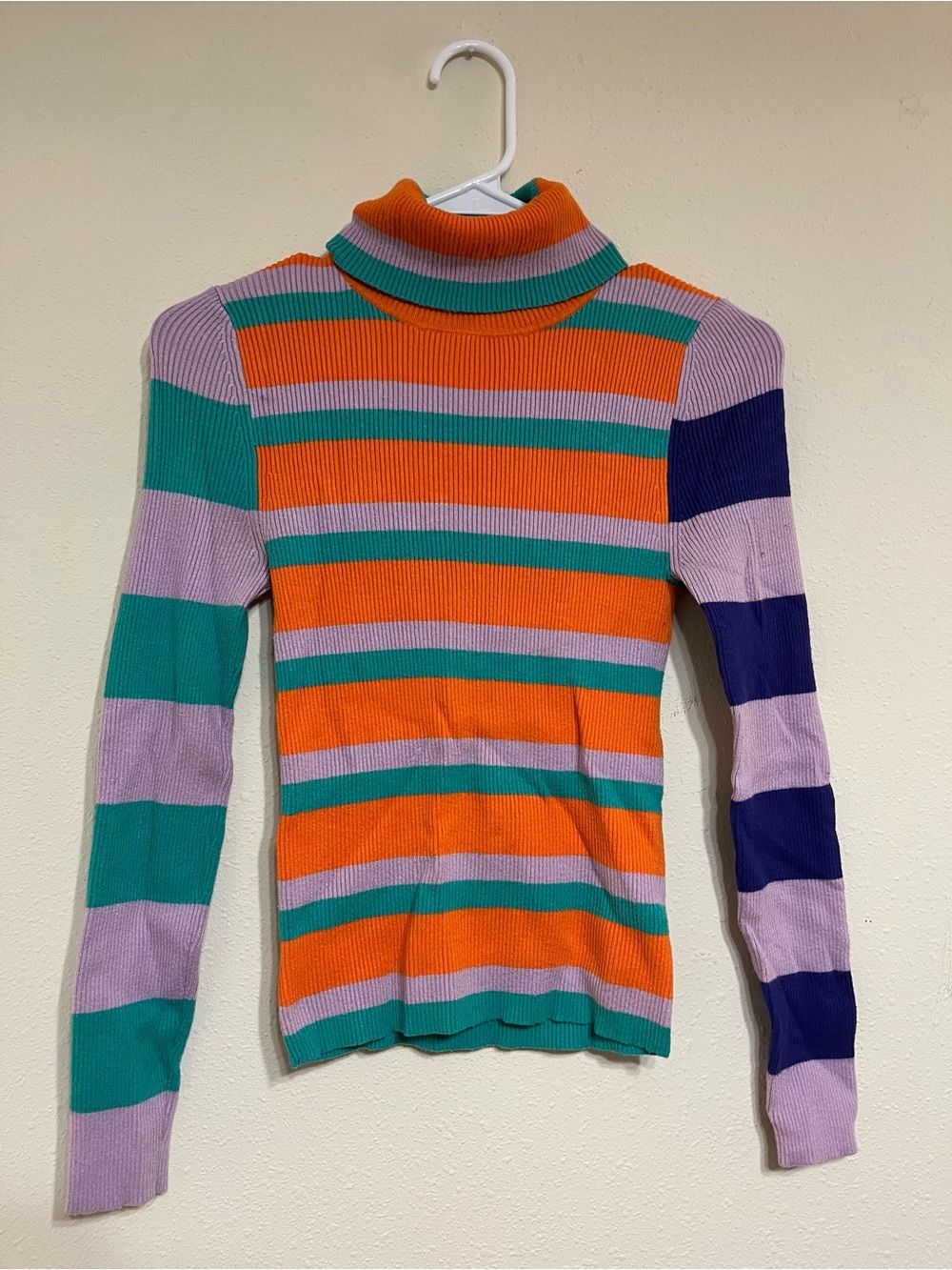 Maeve by Anthropologie Striped Colorblock lightweight turtleneck sweater